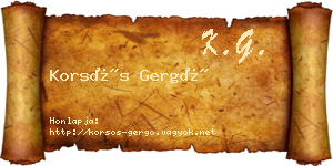 Korsós Gergő névjegykártya